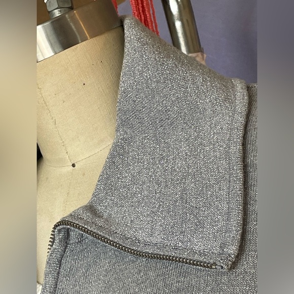 🍁40%Off only in bundle Like New Michael Kors Metallic Knit Zip-up Cardigan large - Picture 3 of 10